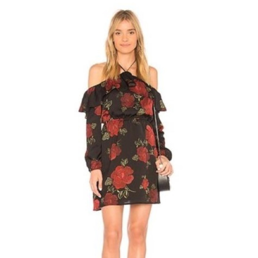 Cupcakes & Cashmere Halter Tie Off Shoulder Floral Dress